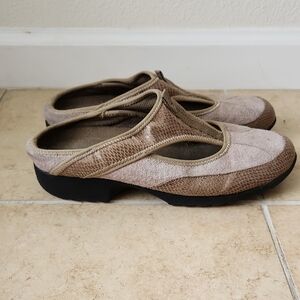 SPORTO Suede and Snake Skin Beige and Brown Clog Slip on Loafers Sz 9.5 casual
